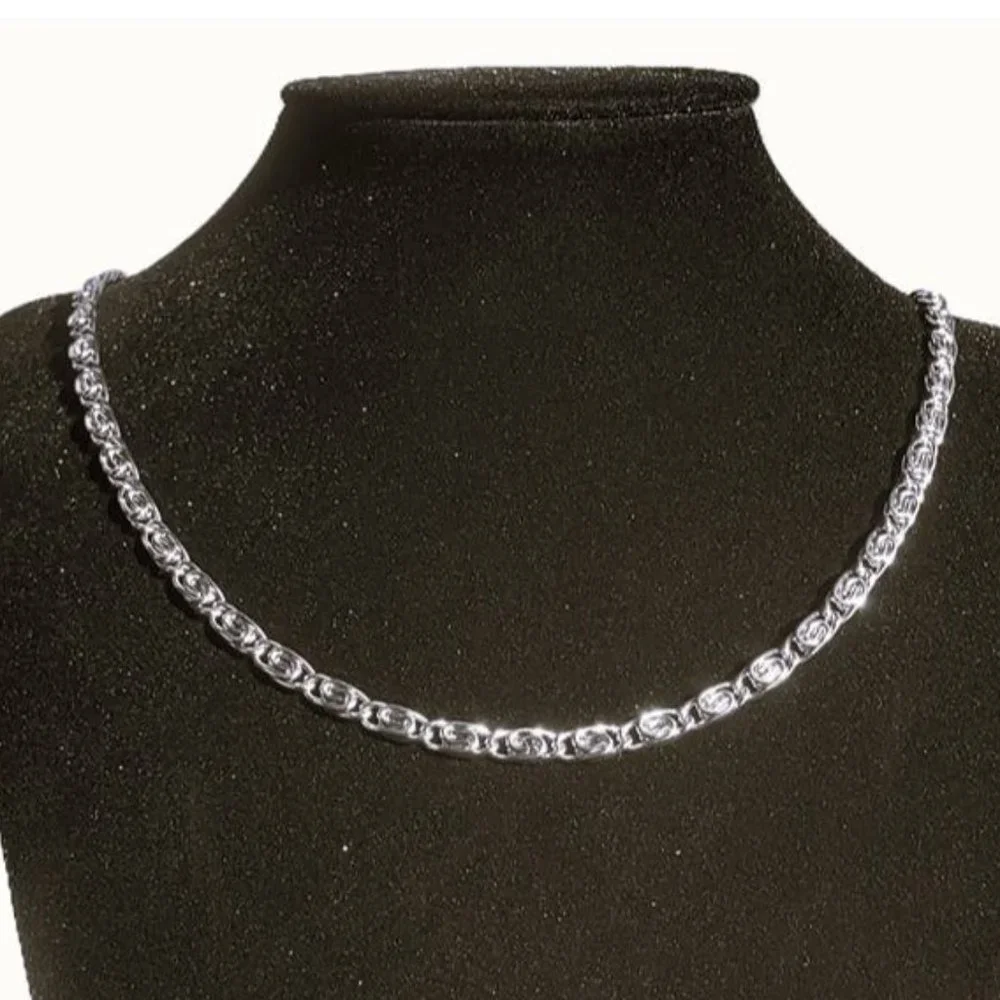 20" Mens 14K White Gold Chain Link Necklace Streetwear 14 Karat K Guys Jewelry